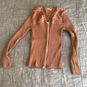 Belldini womens zip up brown sweater SIZE “PM”